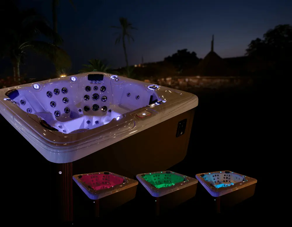 Synchronized LED lighting from footwell to spa lip